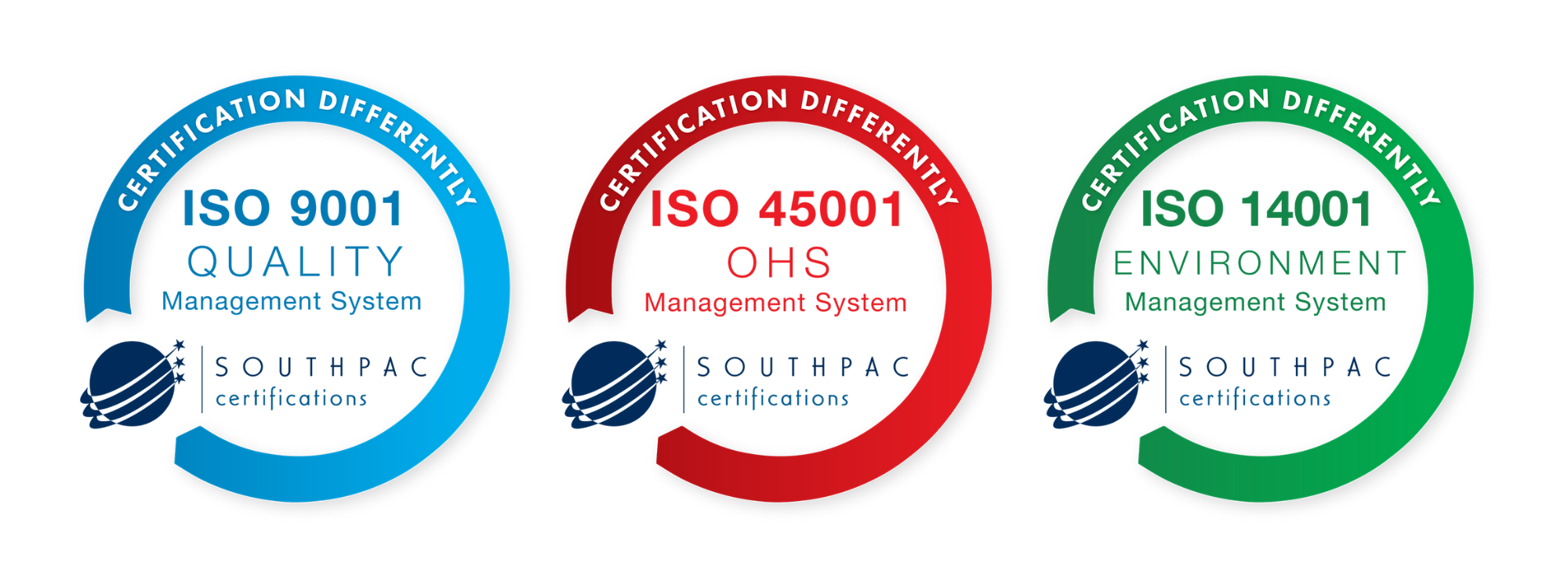 Southpac Certifications 3 x Certification Marks White Background